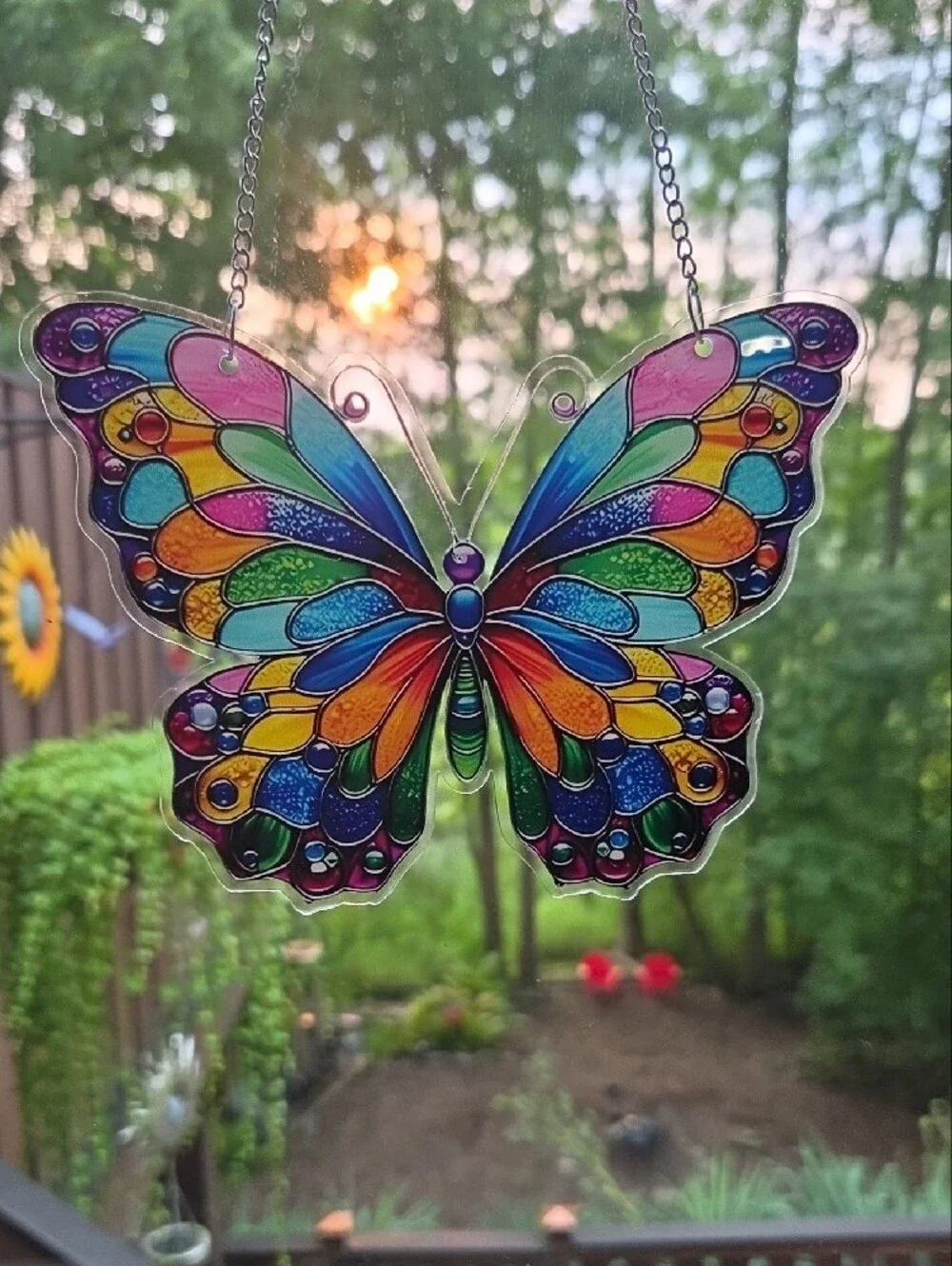 Colorful Butterfly Hanging Window Or Wall Decor - Multicolor